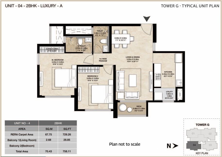 Spacious and well-planned 2BHK floor plan at MAHINDRA MARINA 64, Malad West for comfortable modern living