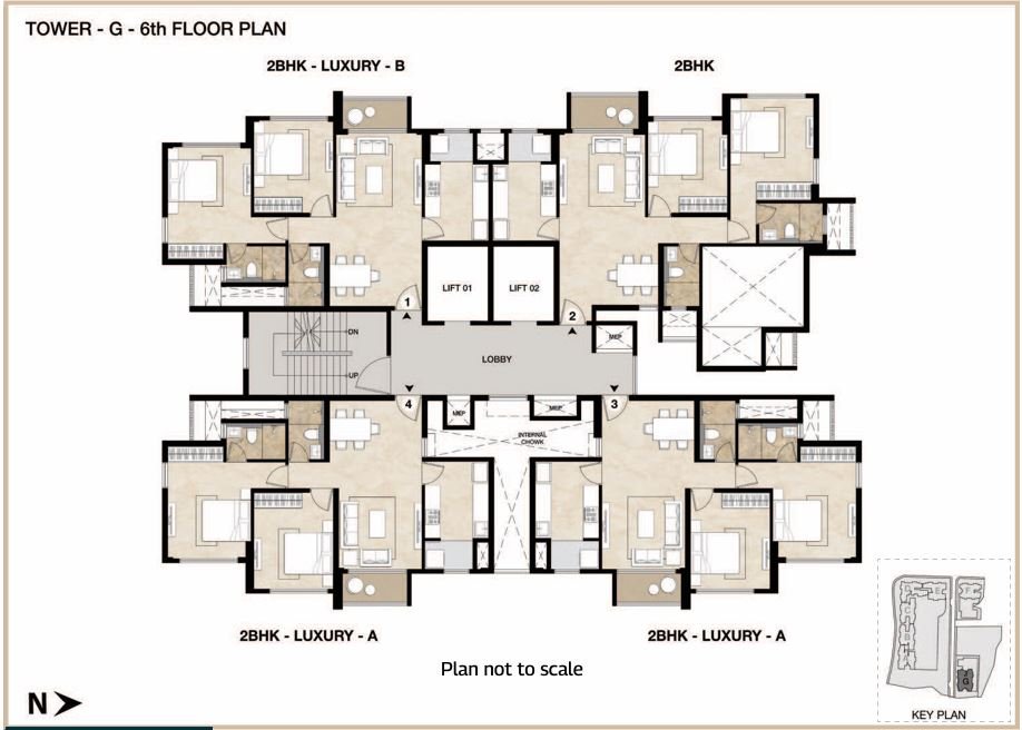 Spacious and smartly designed 2BHK floor plan at MAHINDRA MARINA 64, Malad West for modern living